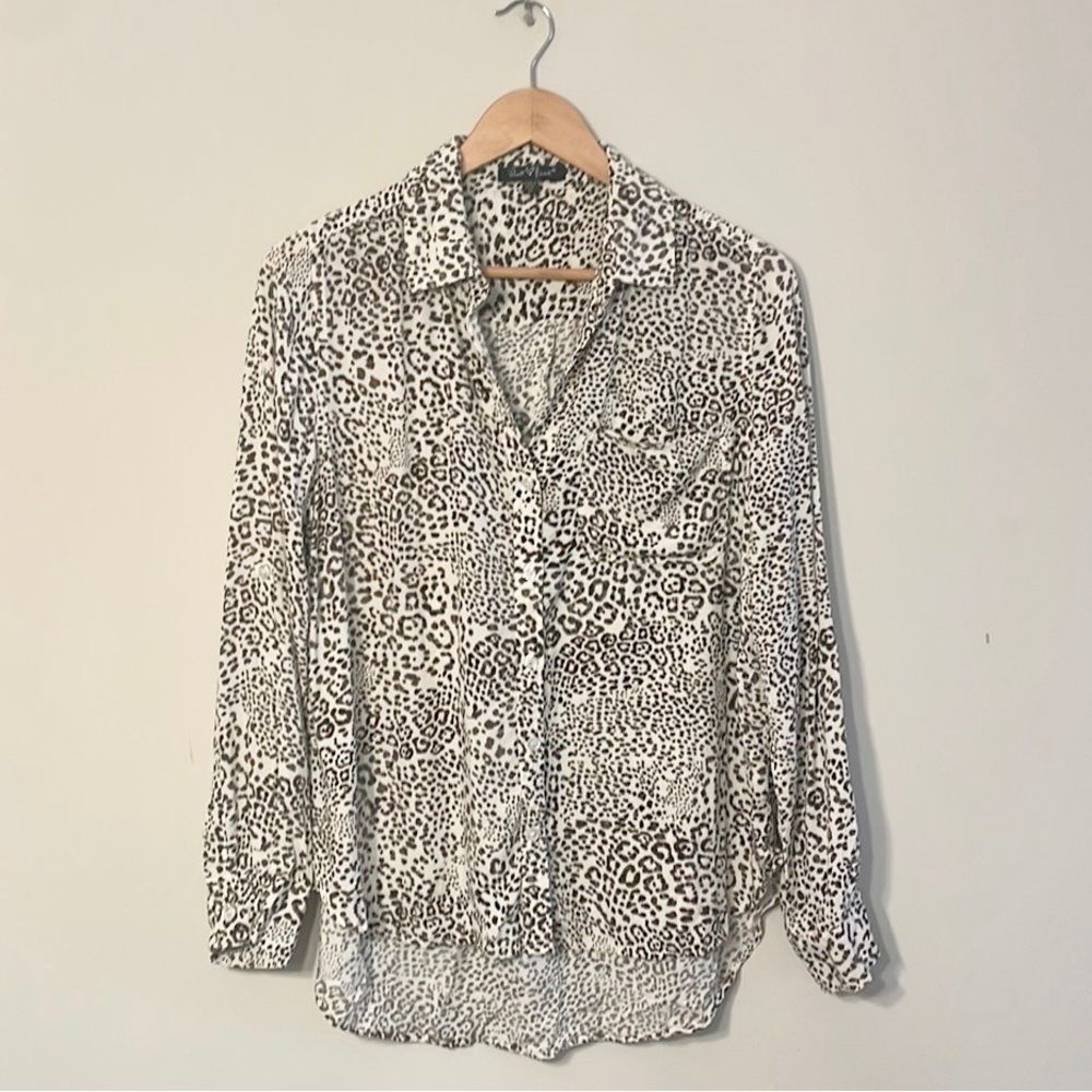 Velvet Heart Animal Print Button Down Shirt Size Medium